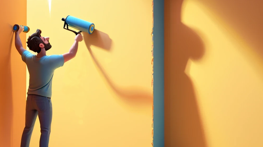 manitas pintando una pared de una casa